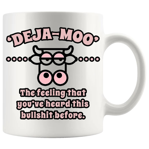 Deja Moo mug, funny cow pun mug gift