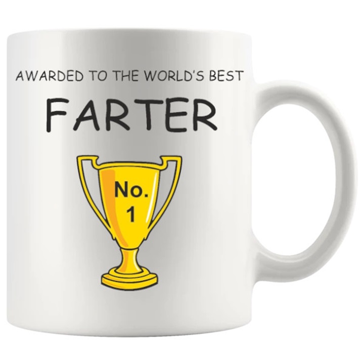 Awarded To The World's Best Farter mug, cheeky toilet humour mug gift