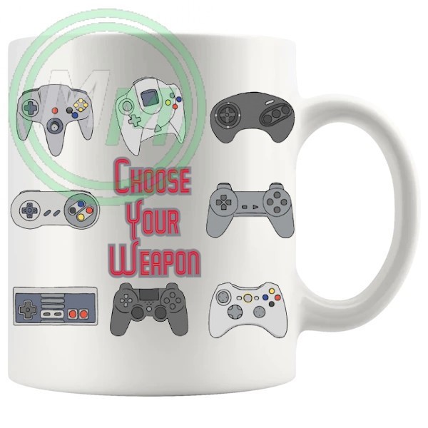 choose your weapon gaming console novelty mug