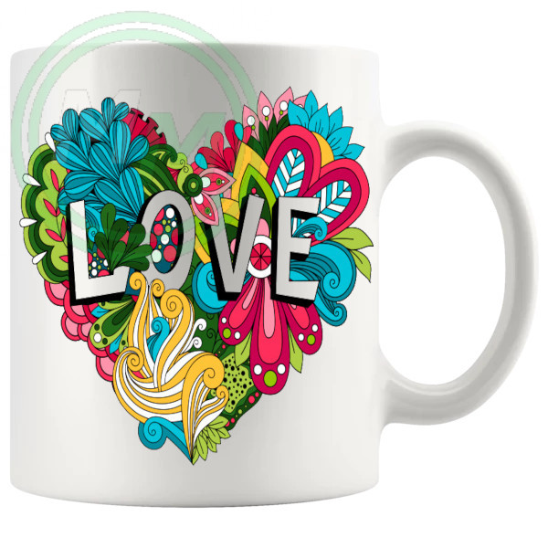 Love Floral Heart Mug