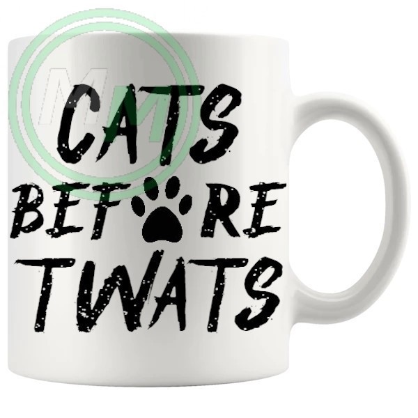 cats before twats novelty mug