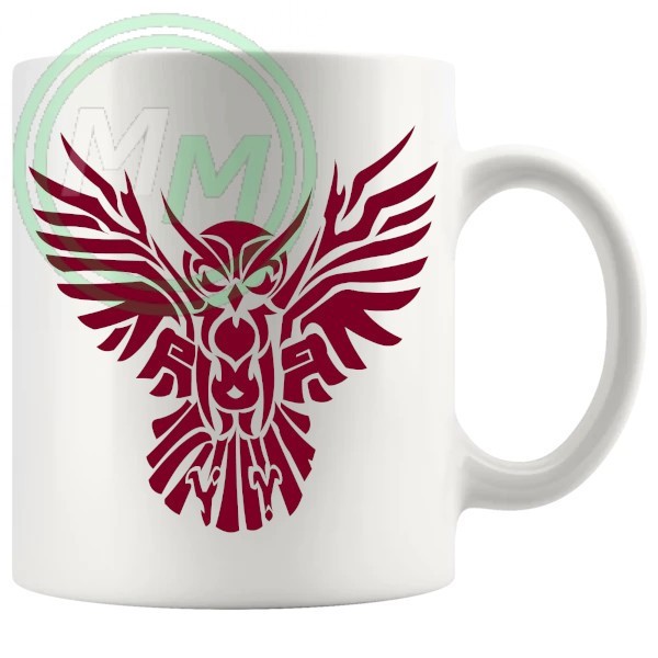 Tribal Owl Design Novelty Mug In Red