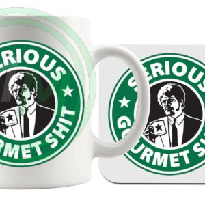 serious gourmet coffee mug and coaster set