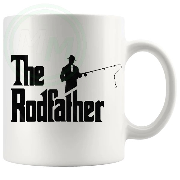 the rodfather novelty fishing mug