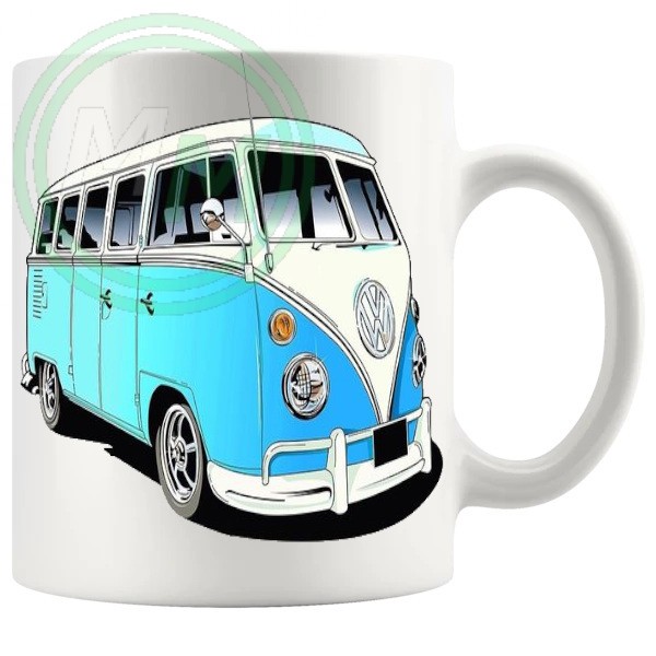 vw camper van mug blue