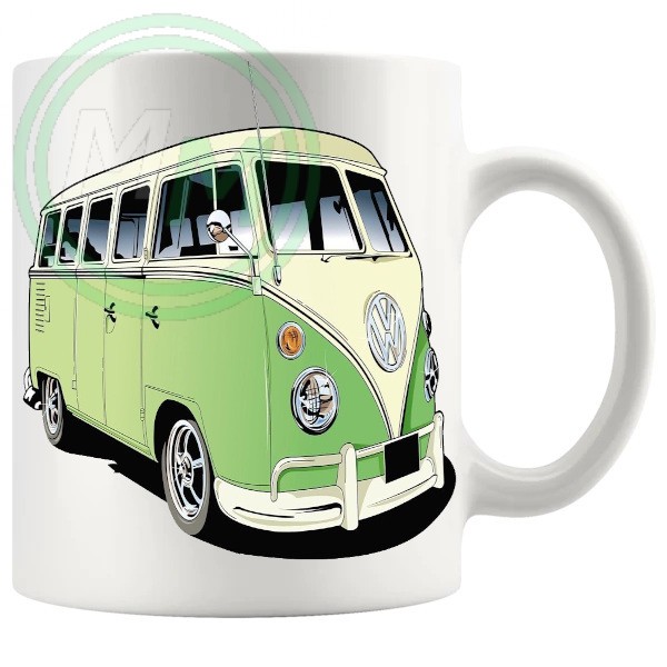 vw camper van mug green 2