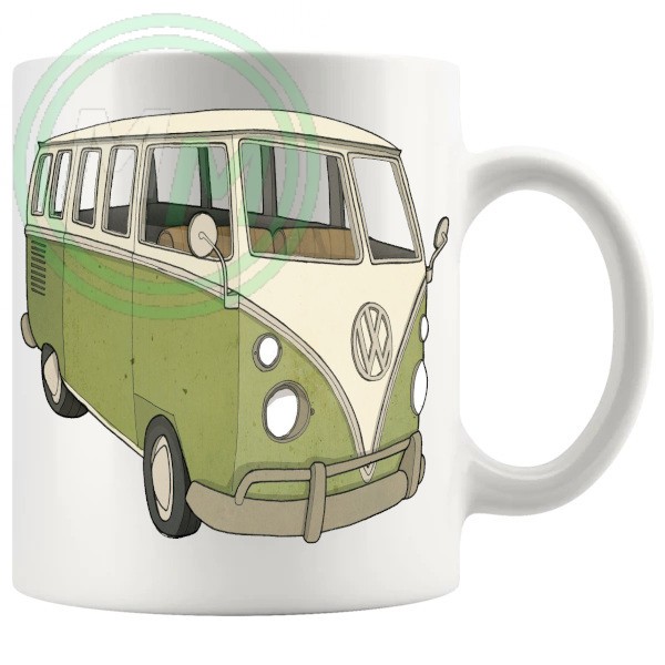 vw camper van mug green