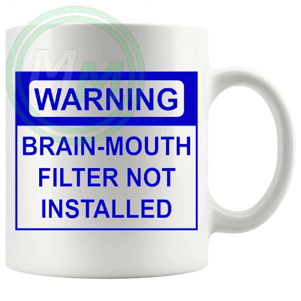 warning brain mouth filter not installed blue mug