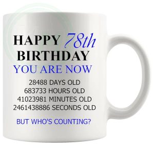 78th birthday gift mug with blue lettering for him