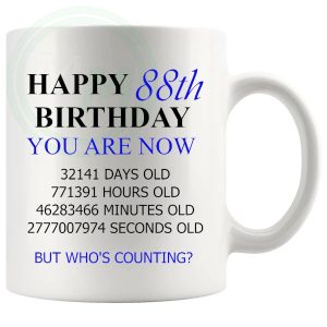 88th birthday gift mug with blue lettering for him