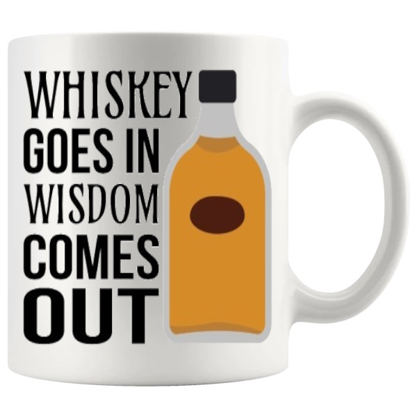 Whiskey Goes In Wisdom Comes Out Mug ceramic mug funny whiskey gift