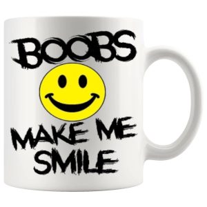 Boobs Make Me Smile cheeky adult humour mug gift