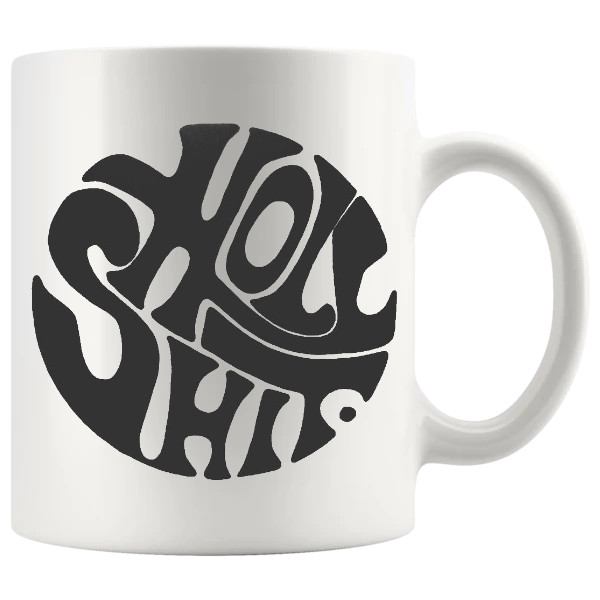 Holy Shit in Grey mug, funny sweary reaction mug gift