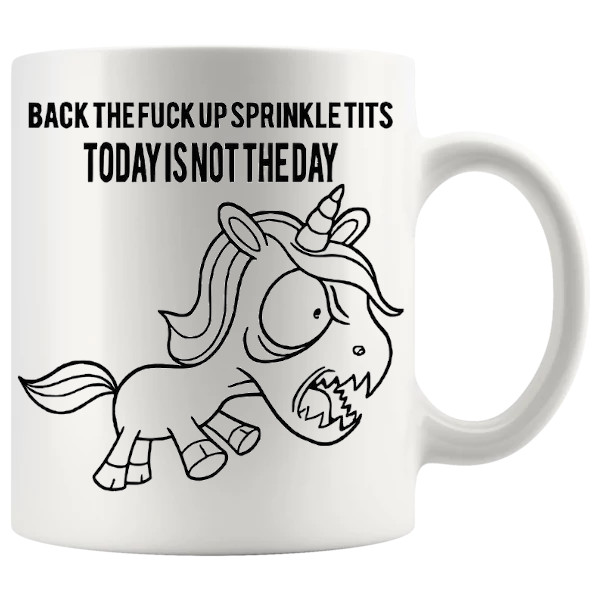 Back The Fuck Up Sprinkle Tits mug, colourful sweary mug gift