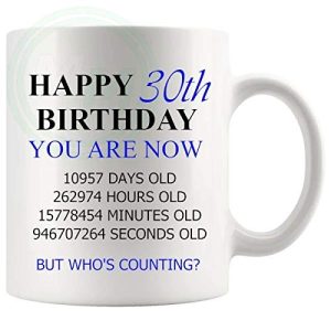 30th birthday gift mug with blue lettering for him