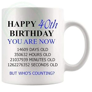 40th birthday gift mug with blue lettering for him