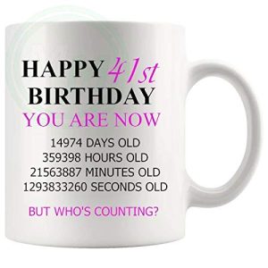 41st birthday gift mug with pink lettering for her