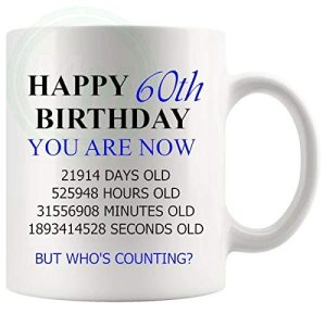 60th birthday gift mug with blue lettering for him