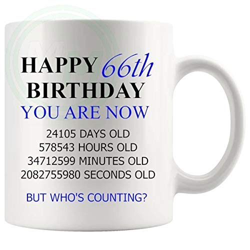 66th birthday gift mug with blue lettering for him