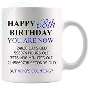 68th birthday gift mug with blue lettering for him