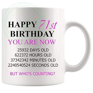 71st birthday gift mug with pink lettering for her