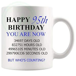 95th birthday gift mug with blue lettering for him