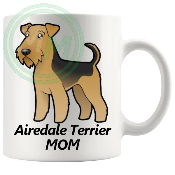 Airedale Terrier Mom Mug ceramic dog lover gift, printed on both sides