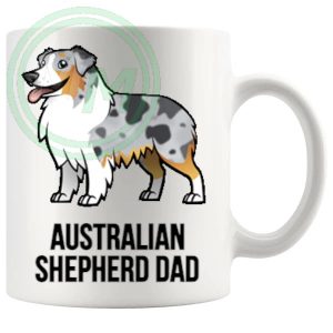 Australian Shepherd Dad Mug ceramic dog lover gift, printed on both sides