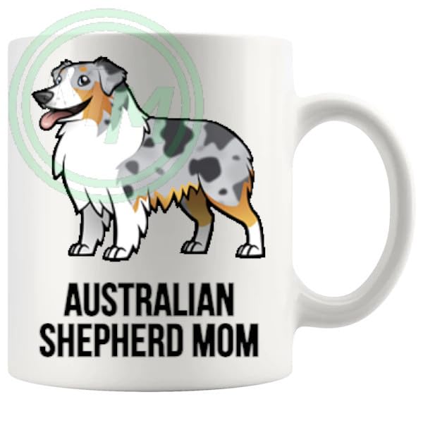 Australian Shepherd Mom Mug ceramic dog lover gift, printed on both sides