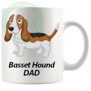 Basset Hound Dad Mug ceramic dog lover gift, printed on both sides