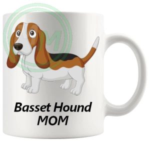 Basset Hound Mom Mug ceramic dog lover gift, printed on both sides
