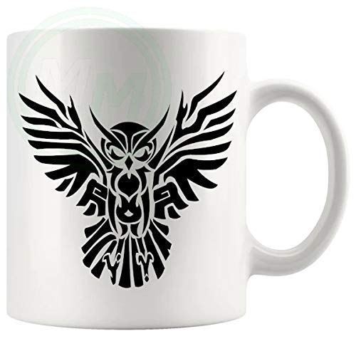 The Owl Mug in Black with black owl artwork