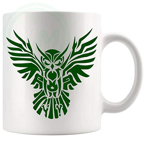 The Owl Mug in Green with green owl artwork