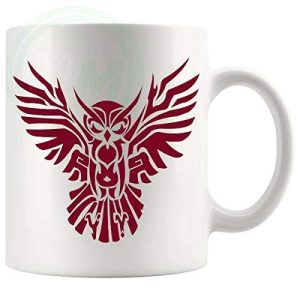 The Owl Mug in Red with red owl artwork