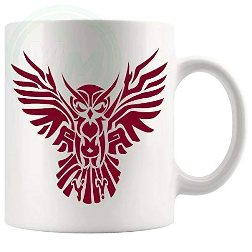 The Owl Mug in Red with red owl artwork